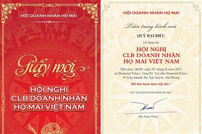 Hội đồng Doanh nhân Họ Mai Việt Nam trân trọng thông báo và kính mời