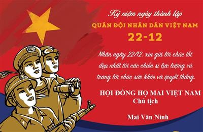 Chủ tịch Hội đồng Họ Mai Việt Nam Mai Văn Ninh chúc mừng ngày Quân đội Nhân dân Việt Nam 22-12